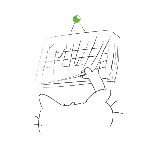 Uzzīmēts kalendārs un kaķis. Kaķis šķirsta kalendāru.